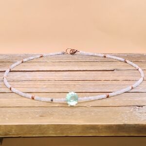 Aquamarine, Green Amethyst and Copper Beaded Necklace